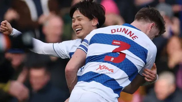 Koki Saito celebrates scoring