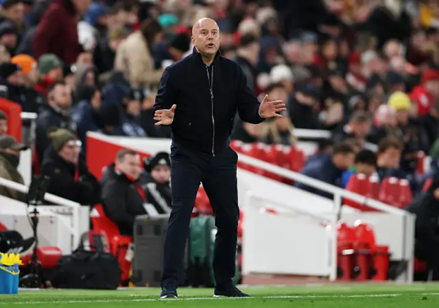 Arne Slot, Manager of Liverpool, reacts