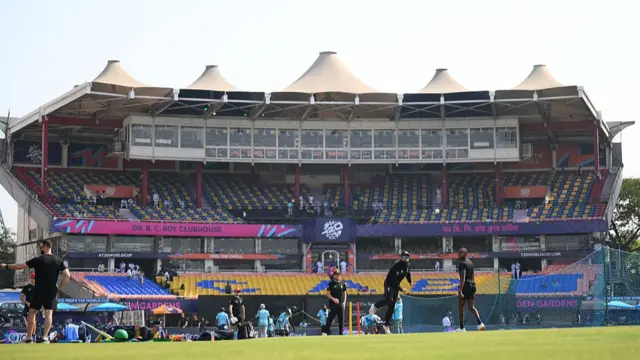 A general view is seen of England warm up ahead of the ICC Men's T20 World Cup India & Sri Lanka 2026 match between England and Bangladesh