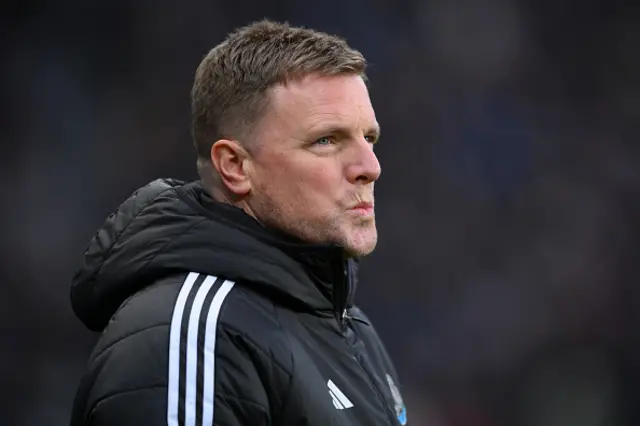 Eddie Howe, head coach of Newcastle United, looks on