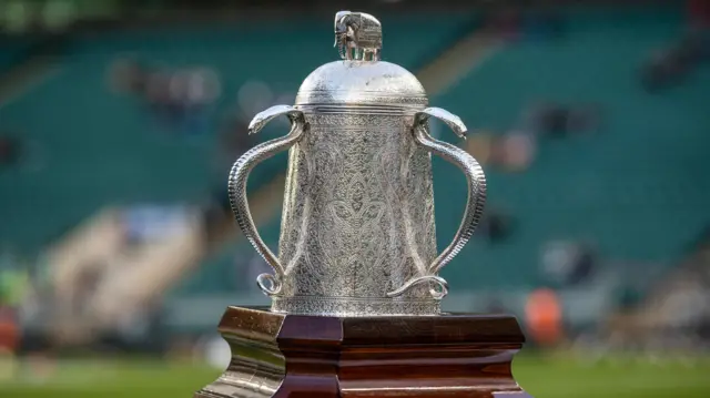 Calcutta Cup trophy at Twickenham before last year's fixture