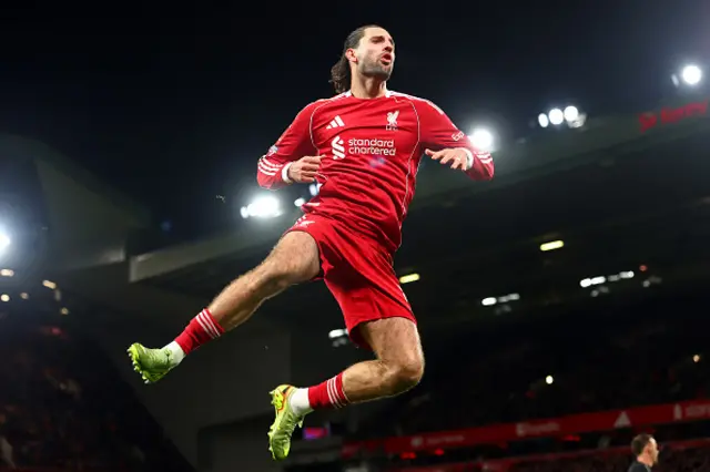 Dominik Szoboszlai of Liverpool celebrates