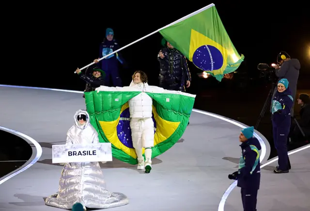 Flagbearer Lucas Pinheiro Braathen of Team Brazil