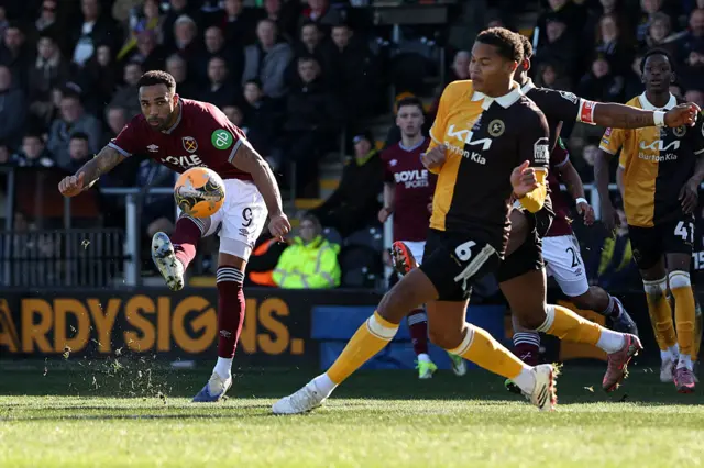 Wilson shoots at goal