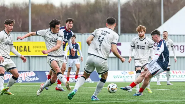 Ben Broggio scores for Falkirk against Dundee United