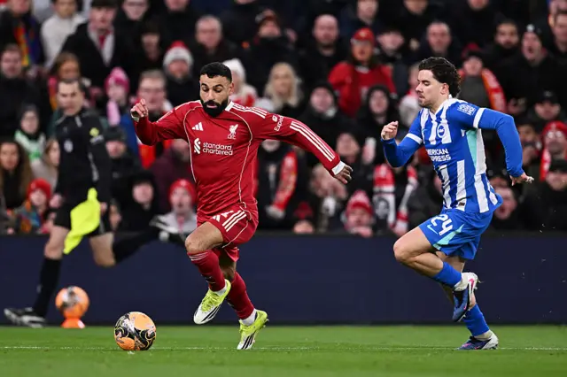 Mohamed Salah speeds away from Ferdi Kadioglu