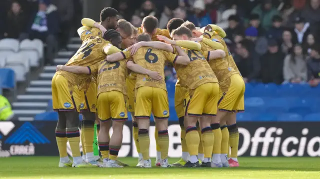 Blackburn players huddle