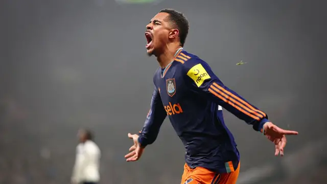 Jacob Ramsey celebrates scoring against Tottenham
