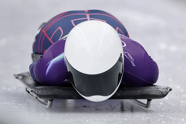 Tabitha Stoecker competing in skeleton for Team GB in Cortina