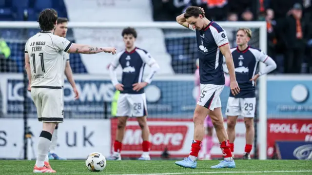 Liam Henderson is sent off for Falkirk against Dundee United