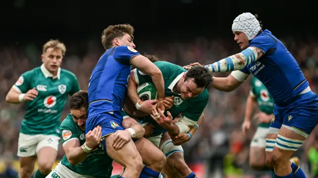James Ryan carries the ball into contact