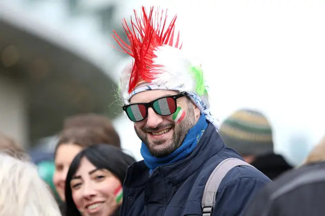 An Italy fan at the game