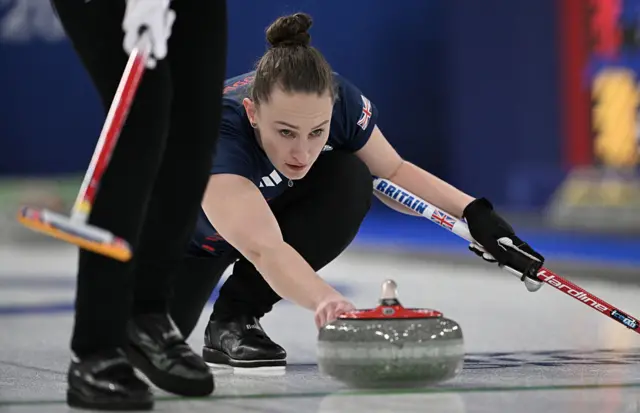 Jennifer Dodds of Great Britain competes in the curling women's round robin