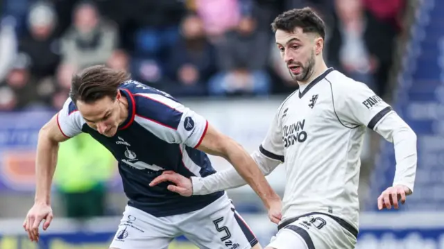 Falkirk defender Liam Henderson and Dundee United defender Neil Faruggia