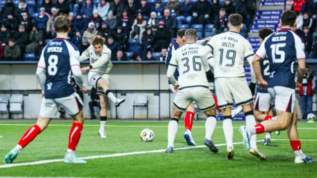 Julius Eskesen scores for Dundee United against Falkirk