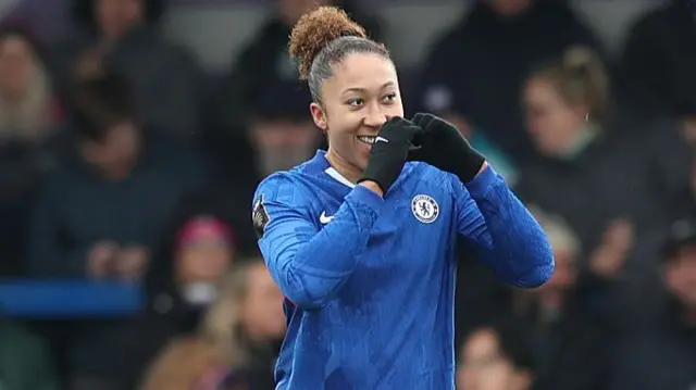Lauren James of Chelsea celebrates scoring her team's second goal