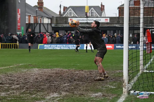 Grimsby's English goalkeeper #31 Jackson Smith warms up