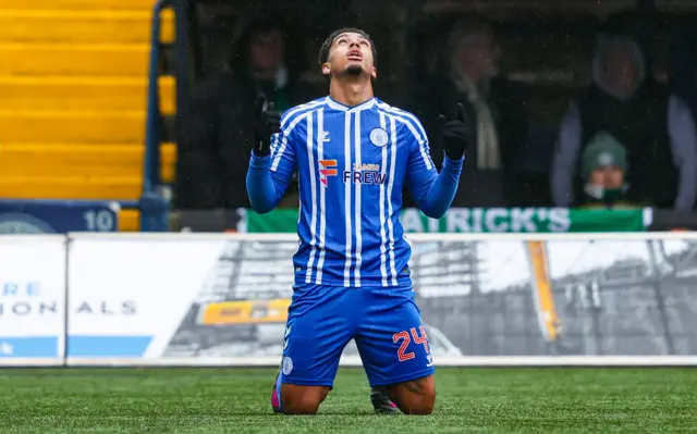 Tyreece John-Jules celebrates opener against Celtic