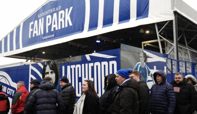 Birmingham City fans in the Fan Park outside the stadium