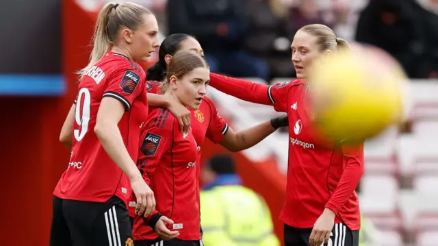 Manchester United's Jess Park celebrates scoring their first goal with teammates
