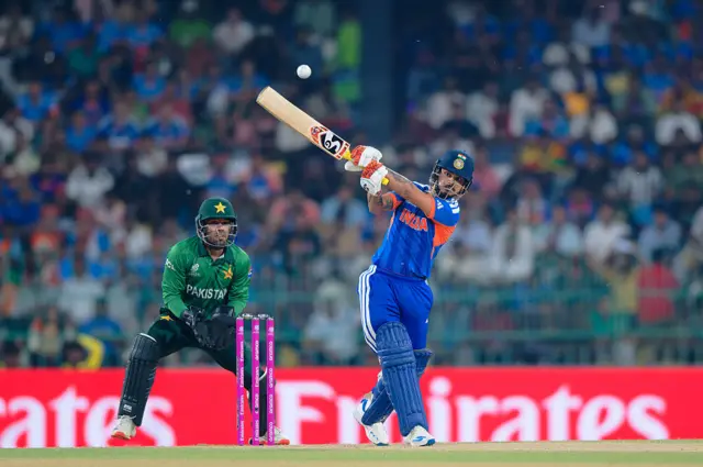 Ishan Kishan of India bats during the ICC Men's T20 World Cup India & Sri Lanka 2026 match between India and Pakistan at R. Premadasa Stadium