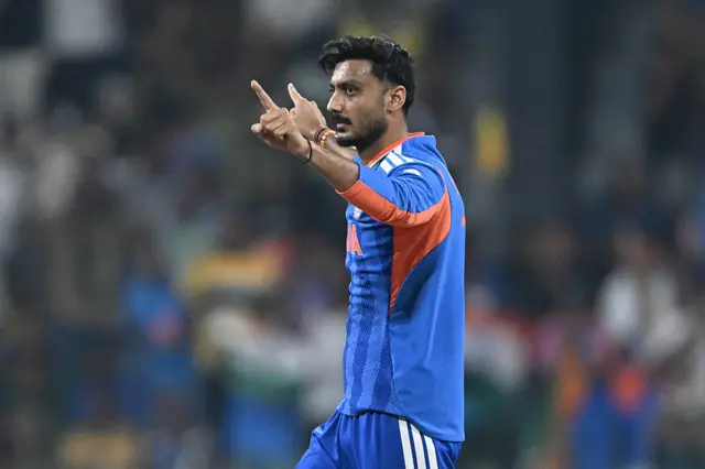 Axar Patel celebrates the wicket of Babar Azam