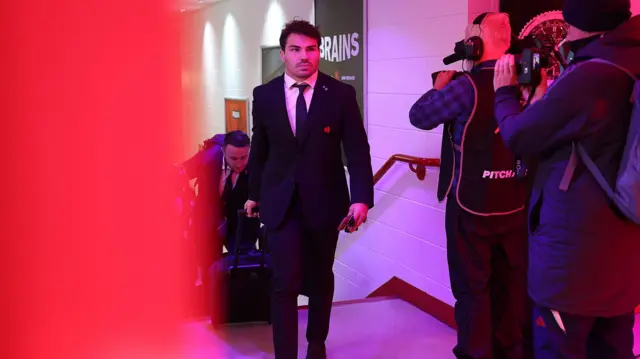 Antoine Dupont arrives at Principality Stadium
