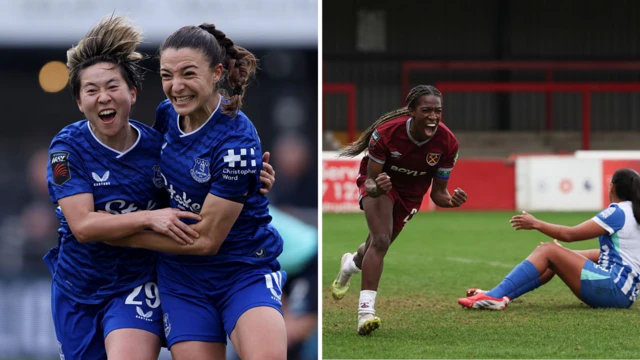Everton celebrate/West Ham celebrate