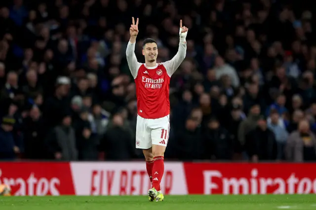 Gabriel Martinelli of Arsenal celebrates scoring