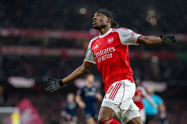 Noni Madueke of Arsenal celebrates