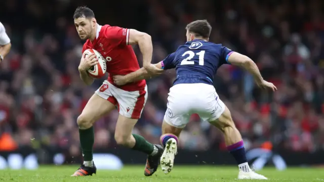 Tomos Williams in action for Wales against Scotland in 2022