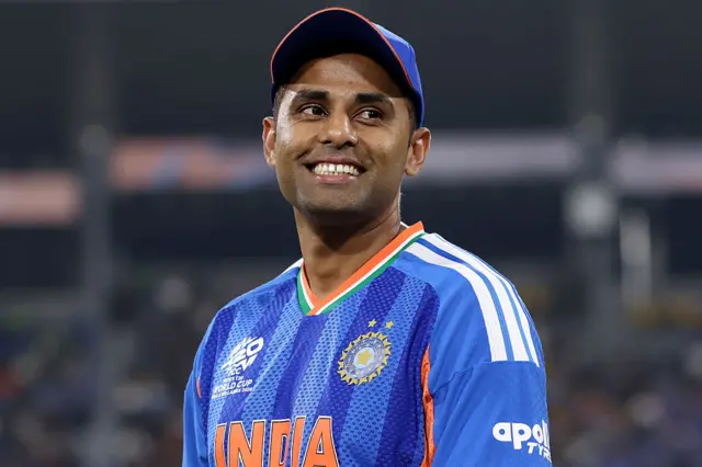 India captain Suryakumar Yadav smiles at the toss