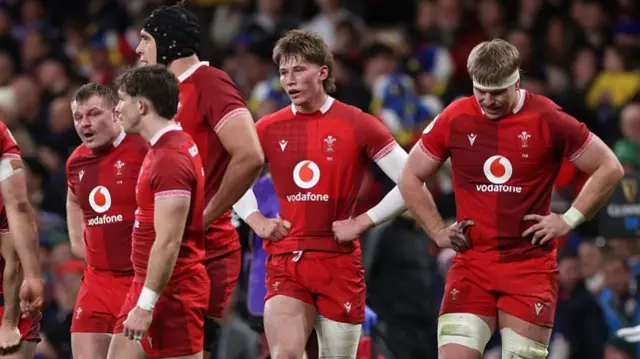Wales players looking dejected
