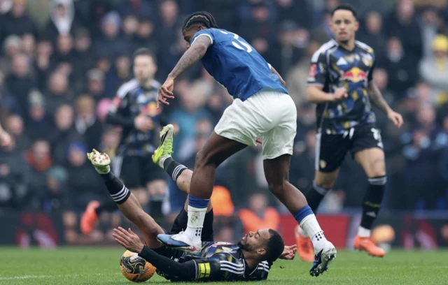 Leeds United's Lukas Nmecha in action with Birmingham City's Jonathan Panzo