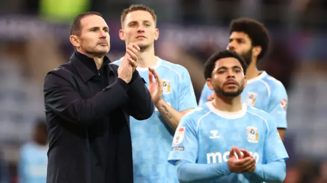 Frank Lampard and the Coventry players applaud the home fans after a 0-0 draw with Oxford on 7 February