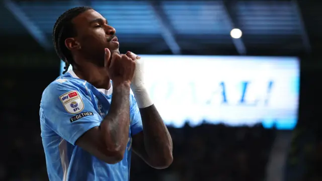 Haji Wright celebrates scoring