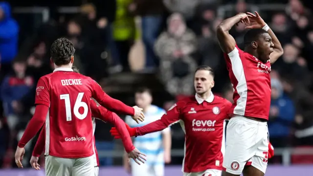 Sinclair Armstrong celebrates for Bristol City v Wrexham