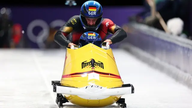 Johannes Lochner and Georg Fleischhauer in their bobsleigh