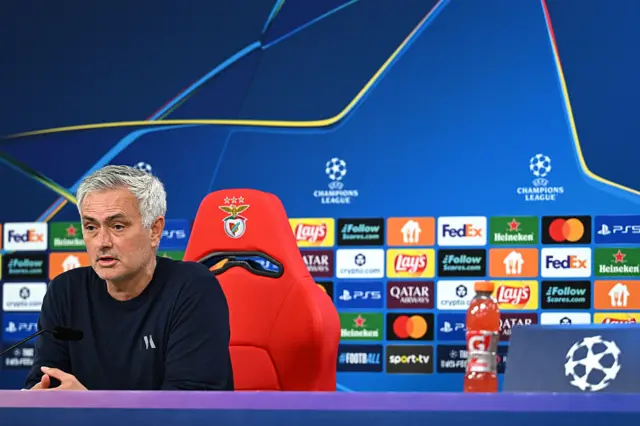 Benfica manager Jose Mourinho in his press conference
