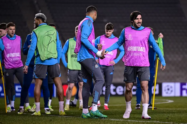 Sandro Tonali during the open training session in preparation