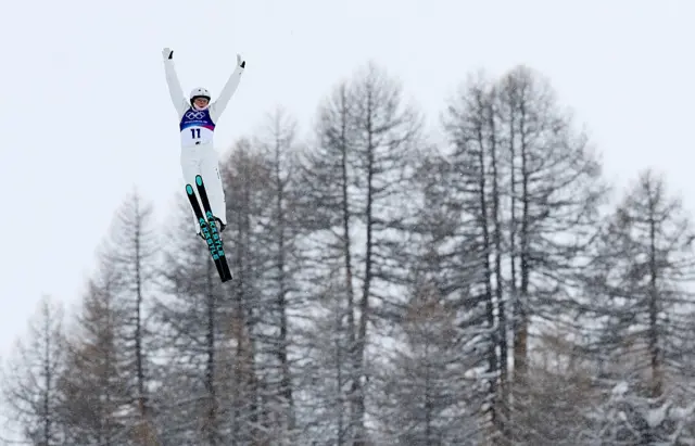 Airleigh Frigo of Team Australia warms up prior to the Freestyle Skiing Women's Aerials Qualification