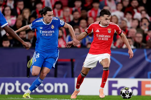 Alvaro Carreras of Real Madrid, Amar Dedic of Benfica