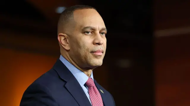 Hakeem Jeffries looking outward.