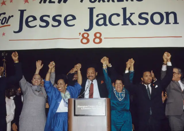 Jesse Jackson pictured at the Democratic National Convention in New York on April 19 1988