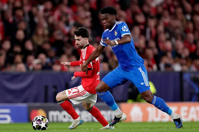 Rafa Silva of Benfica, Aurelien Tchouameni of Real Madrid