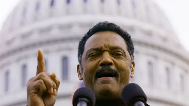 The Rev. Jesse Jackson speaking at pro-Clinton rally on the West Front of the Capitol.