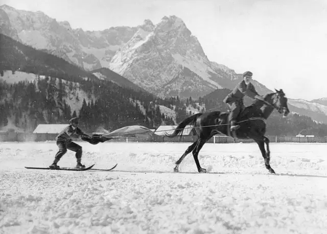 Skijouring in 1928 Germany