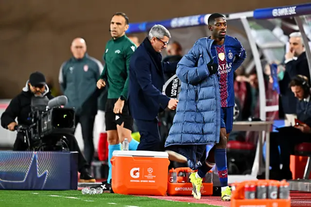 Ousmane Dembele of Paris Saint-Germain reacts