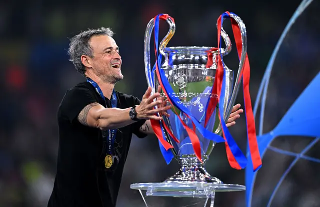 Luis Enrique with the Champions League trophy