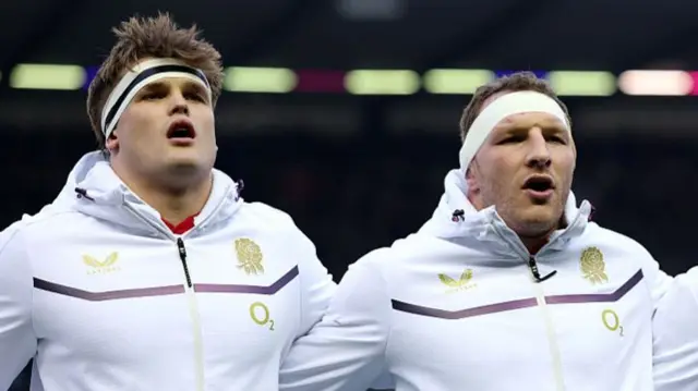 England flankers Guy Pepper (left) and Sam Underhill ahead of the Six Nations game against Scotland on 14 February 2026